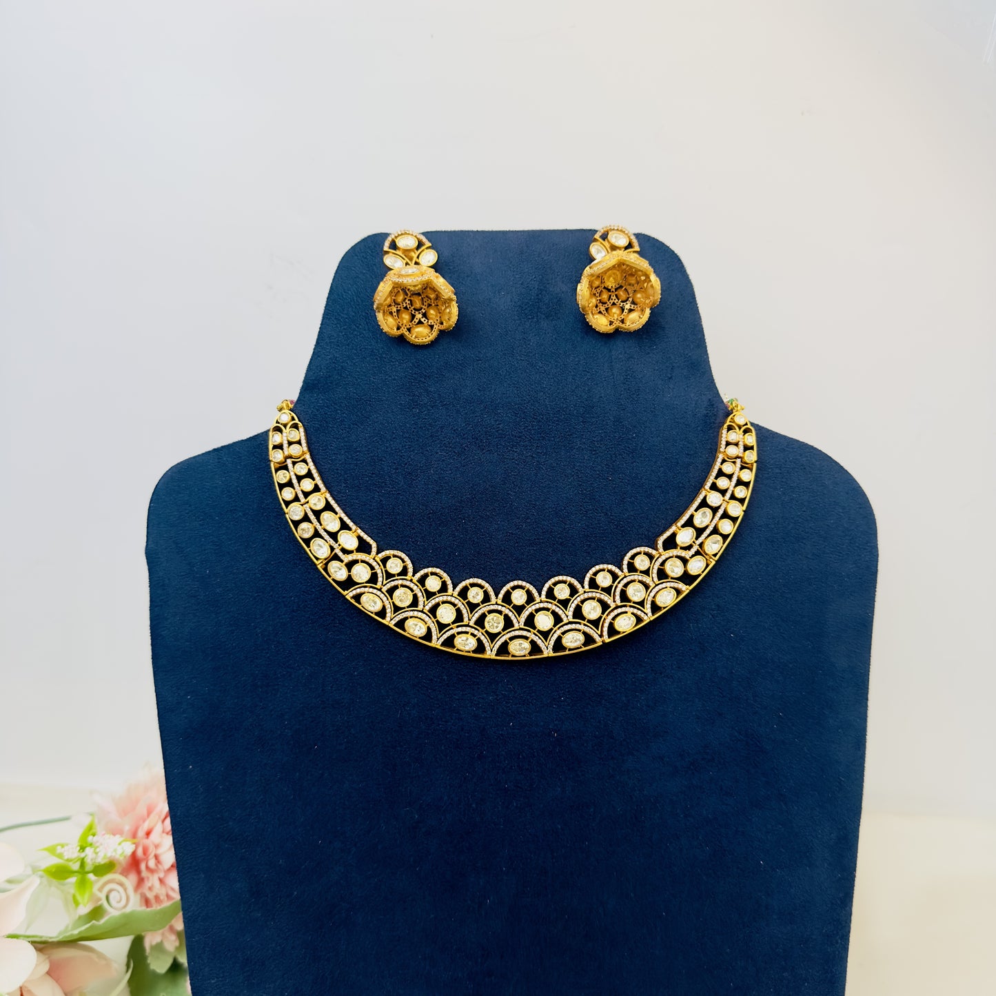 Real Moissanite Hasli Pattern Necklace Set