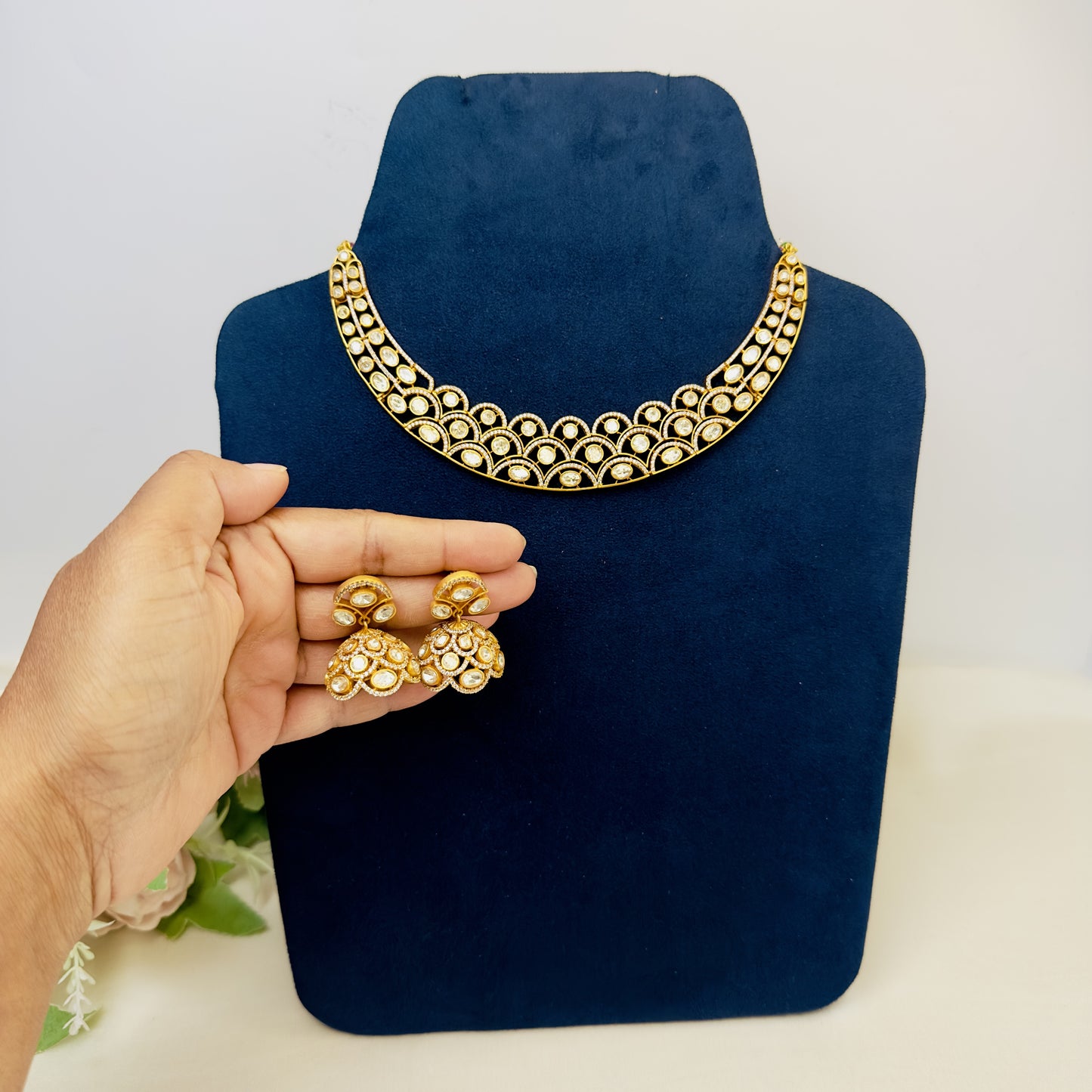 Real Moissanite Hasli Pattern Necklace Set