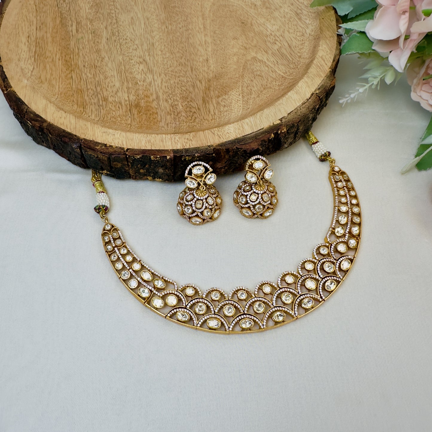 Real Moissanite Hasli Pattern Necklace Set