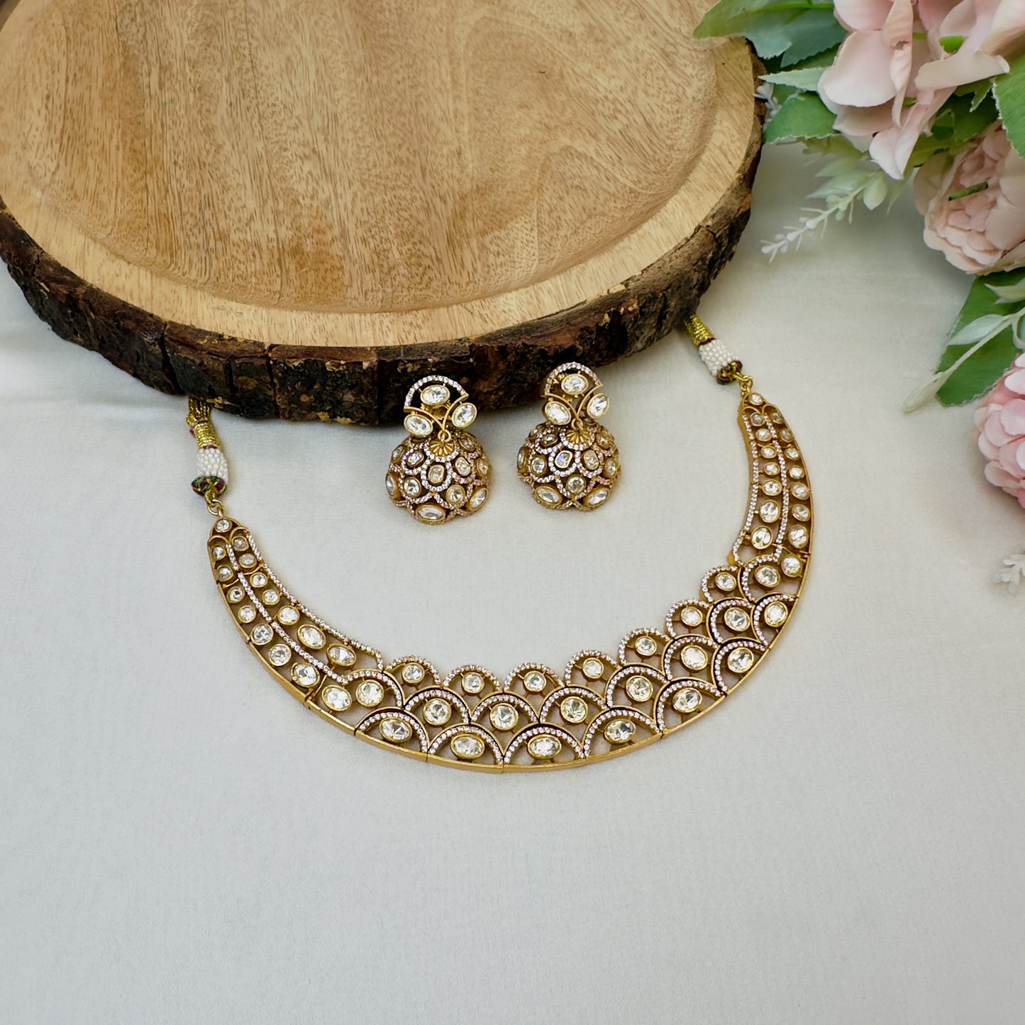 Real Moissanite Hasli Pattern Necklace Set