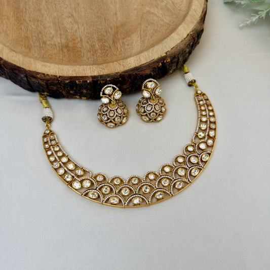 Real Moissanite Hasli Pattern Necklace Set