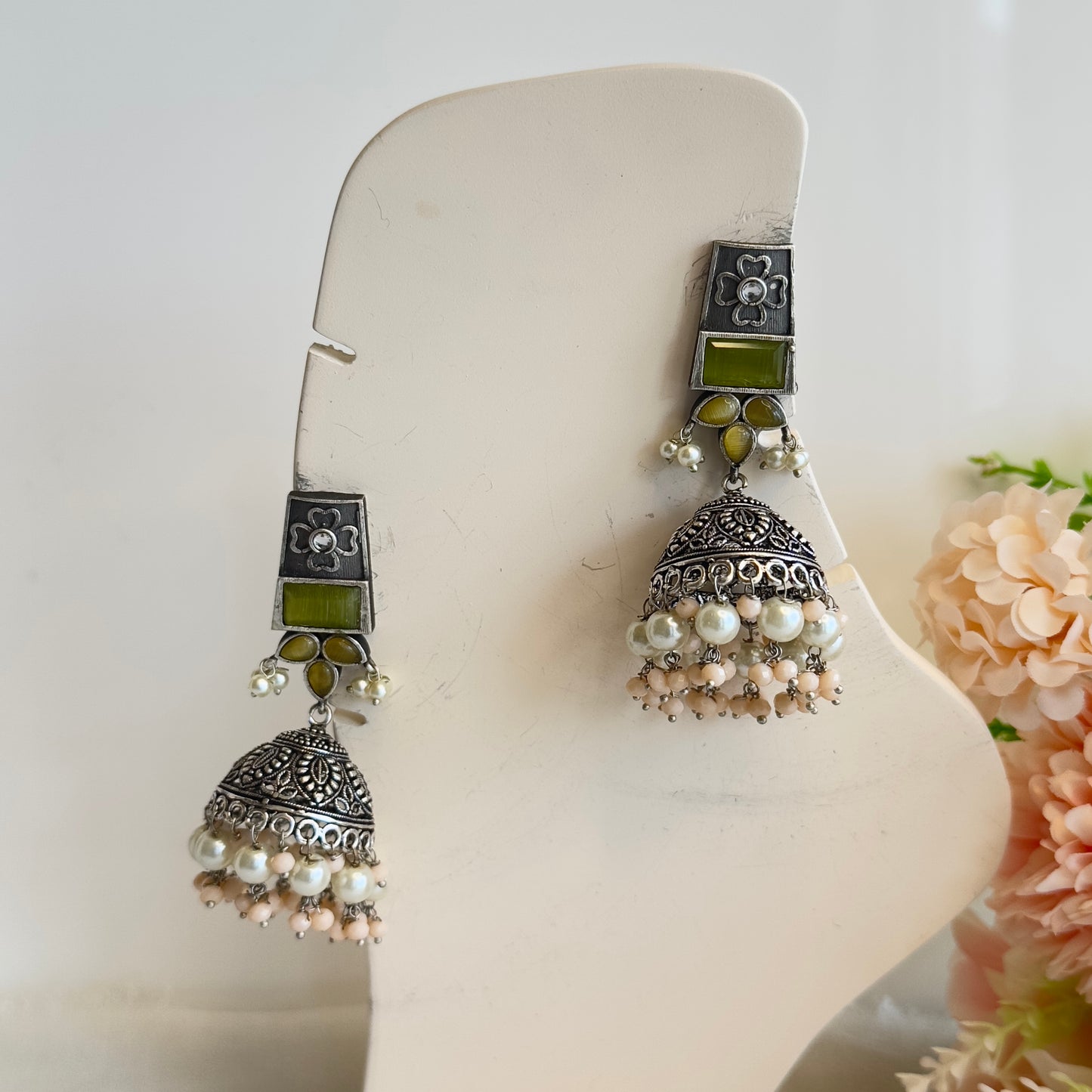 Silver Tone Jhumka Earrings