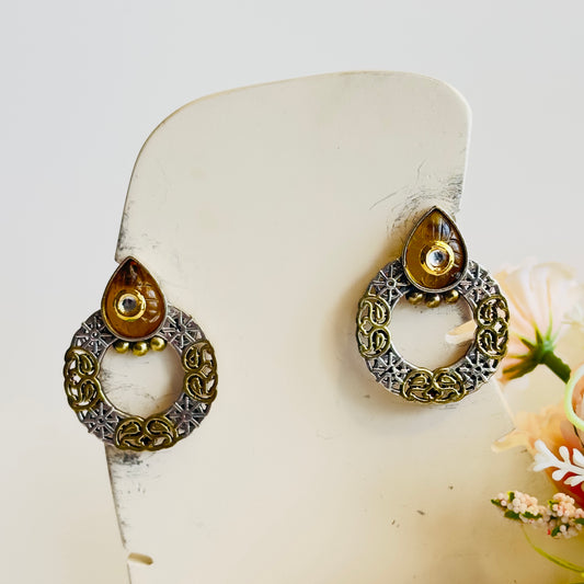 DualTone Silver Replica Stud Earrings