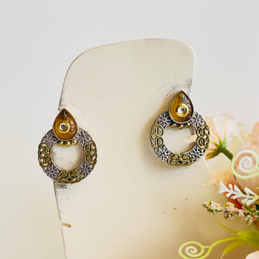 DualTone Silver Replica Stud Earrings