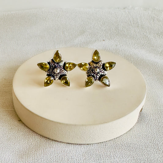 Star Flower Silver Replica Stud Earrings