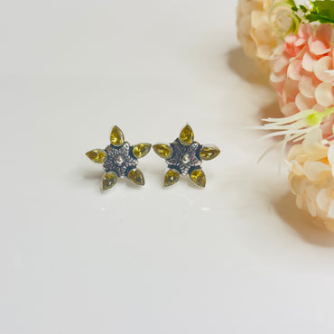 Star Flower Silver Replica Stud Earrings