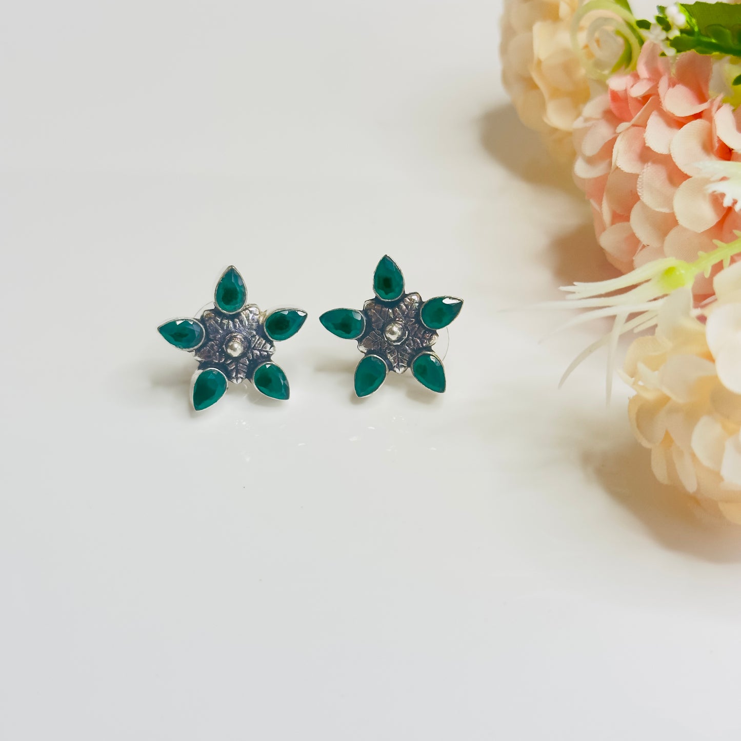 Star Flower Silver Replica Stud Earrings