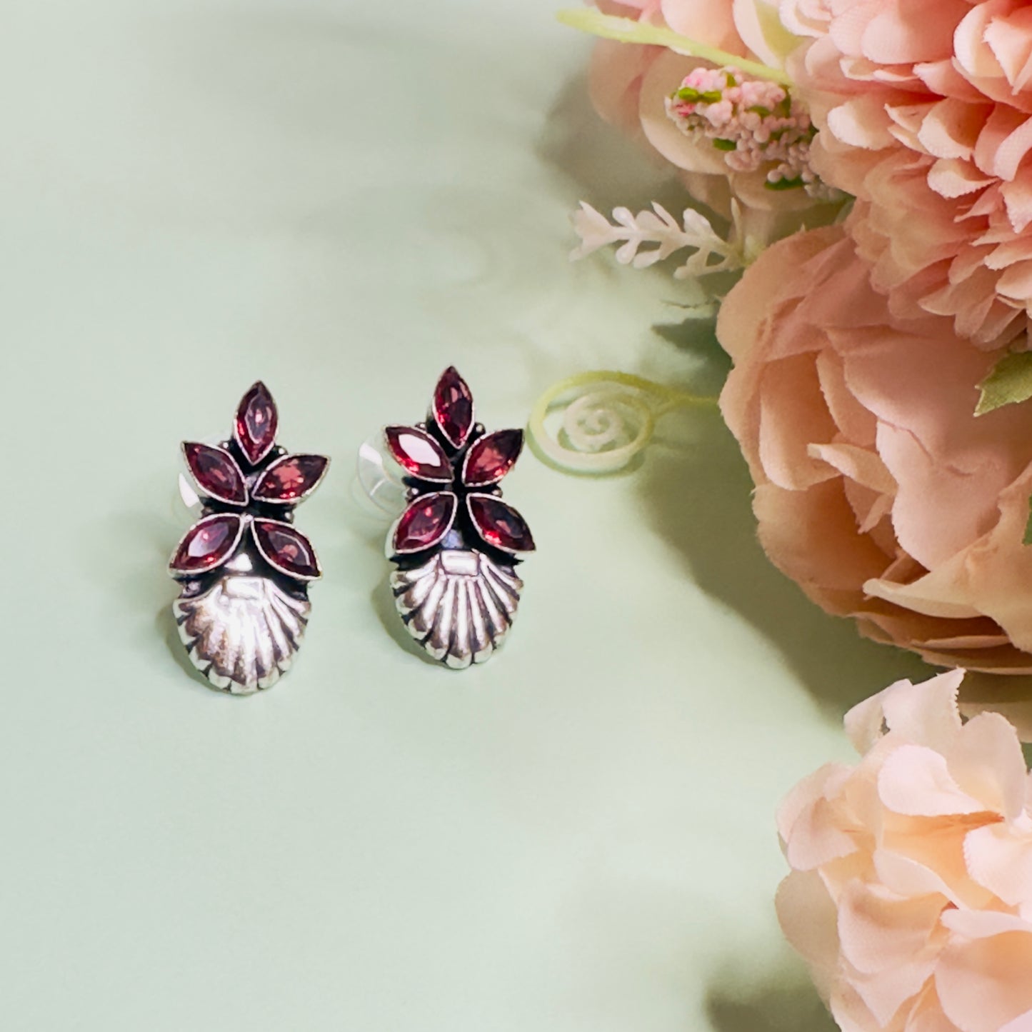 Floral Silver Replica Studs