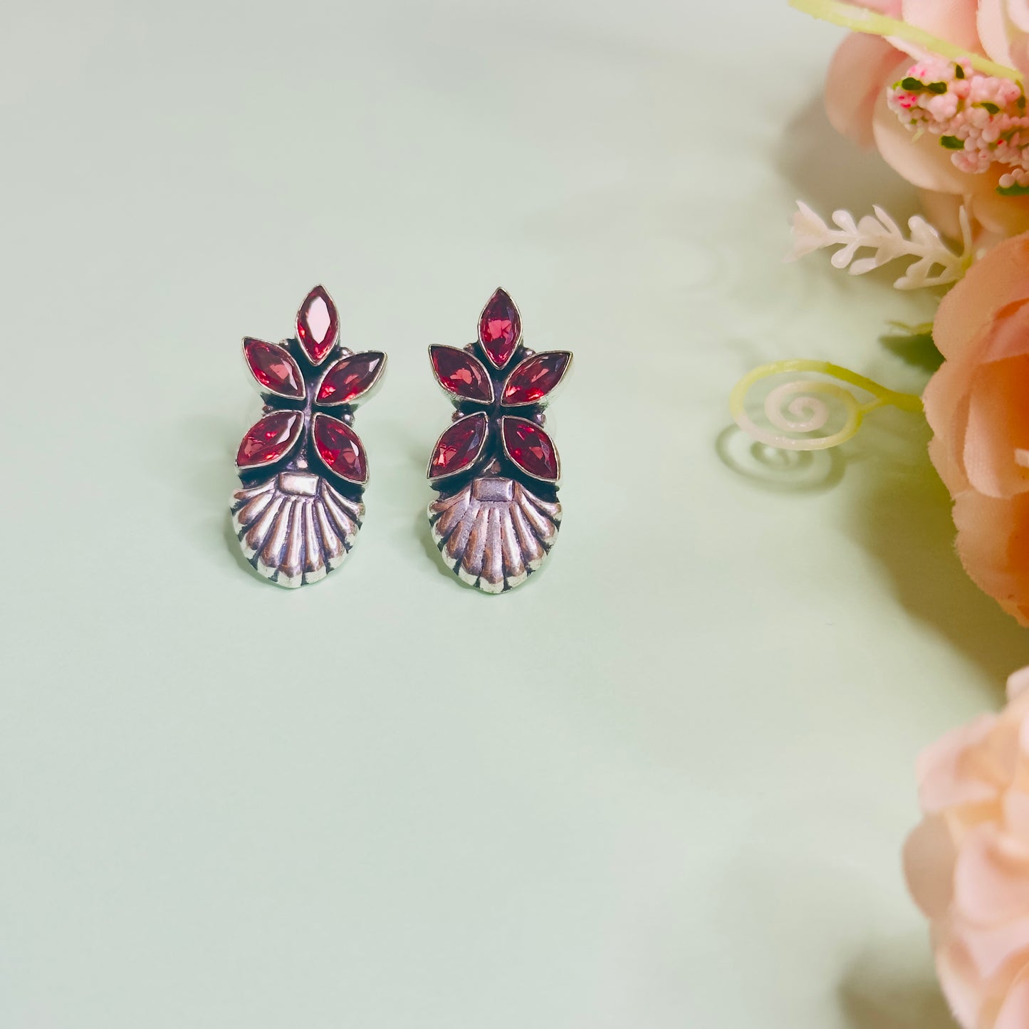 Floral Silver Replica Studs