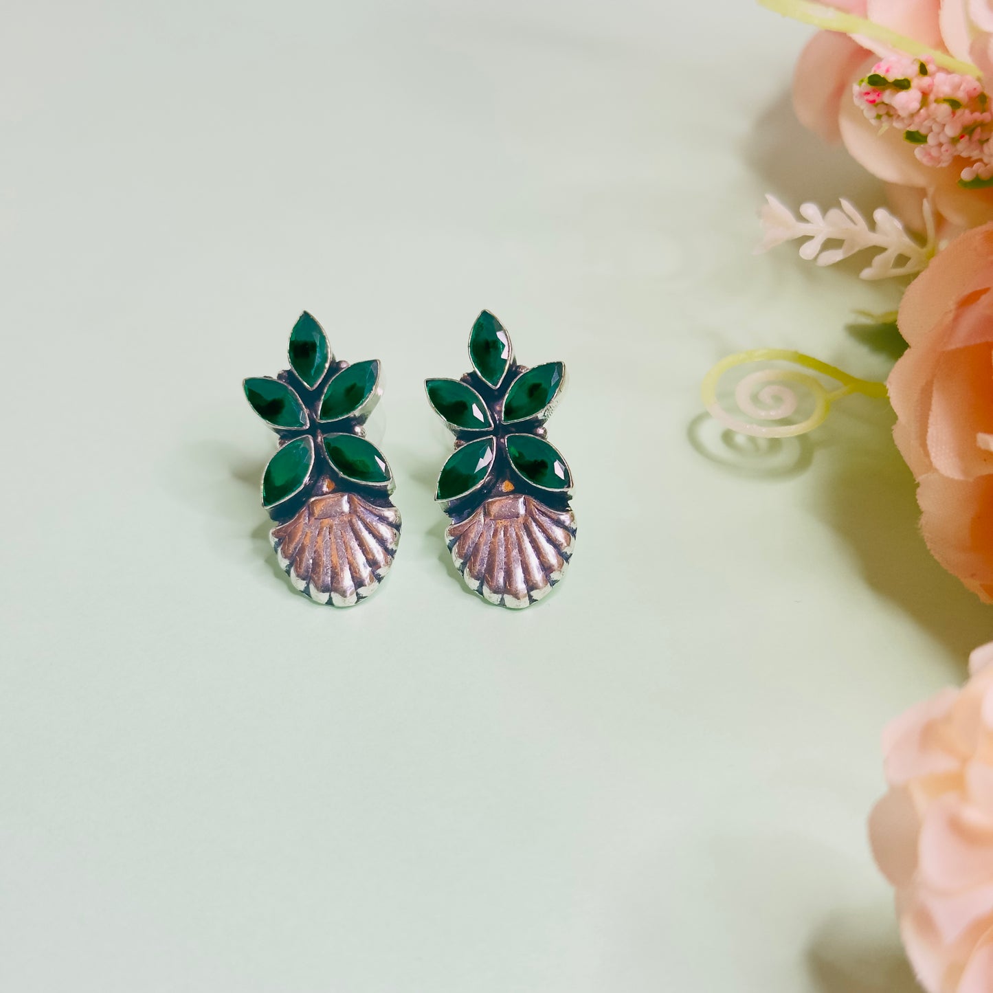 Floral Silver Replica Studs