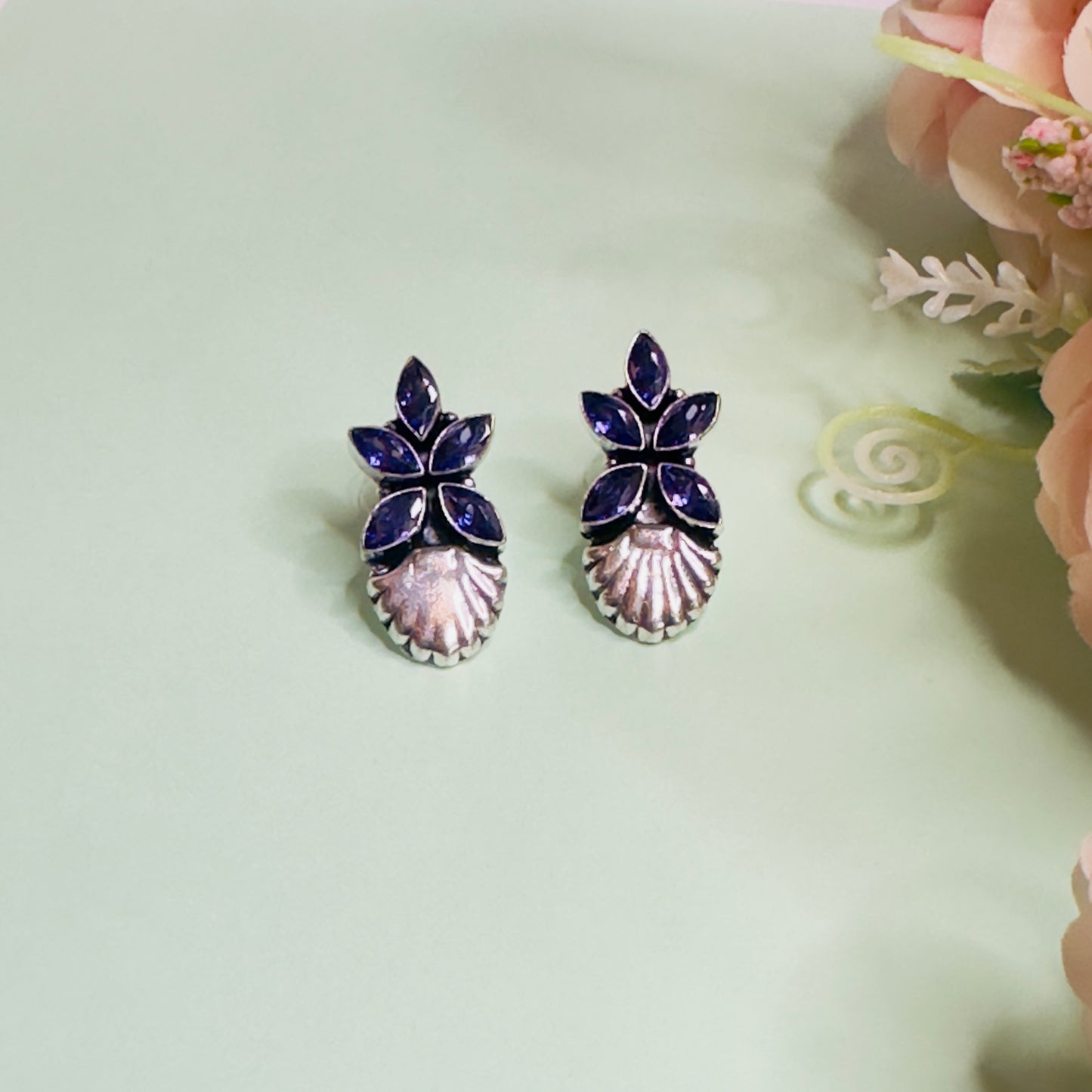 Floral Silver Replica Studs