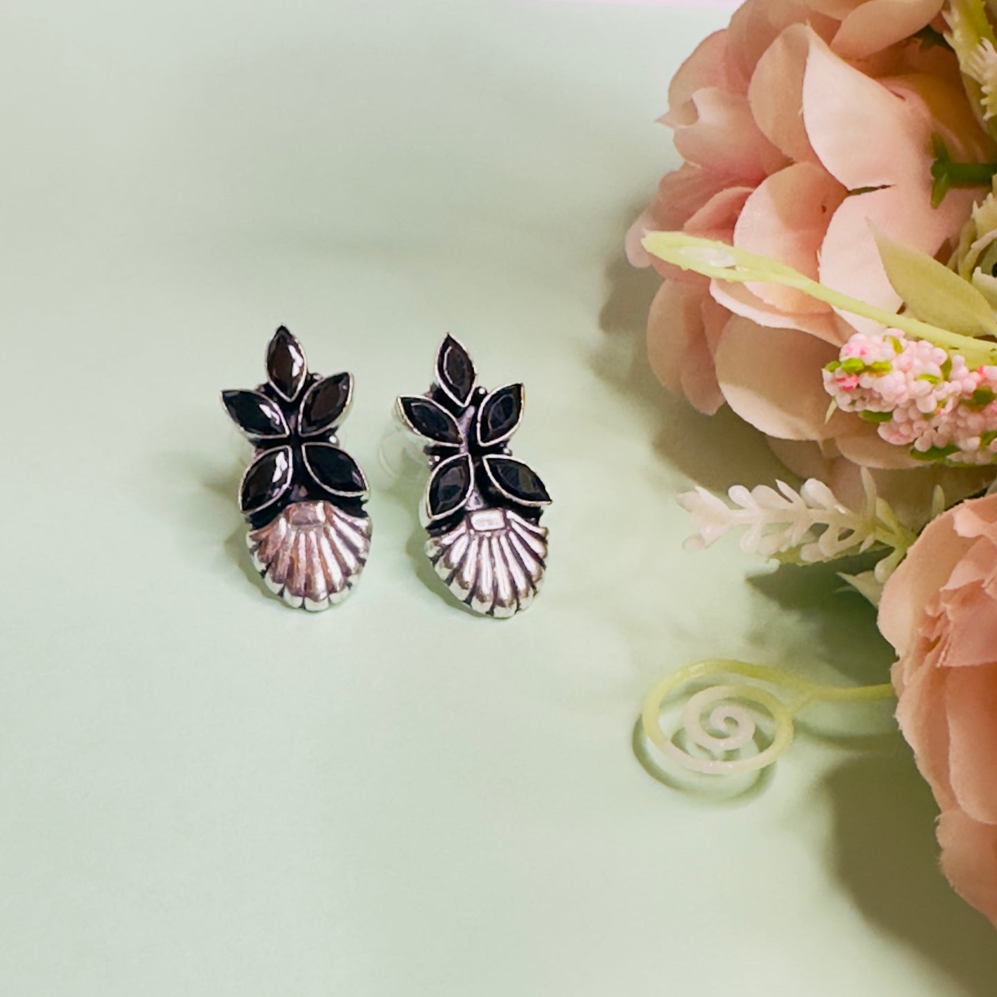 Floral Silver Replica Studs