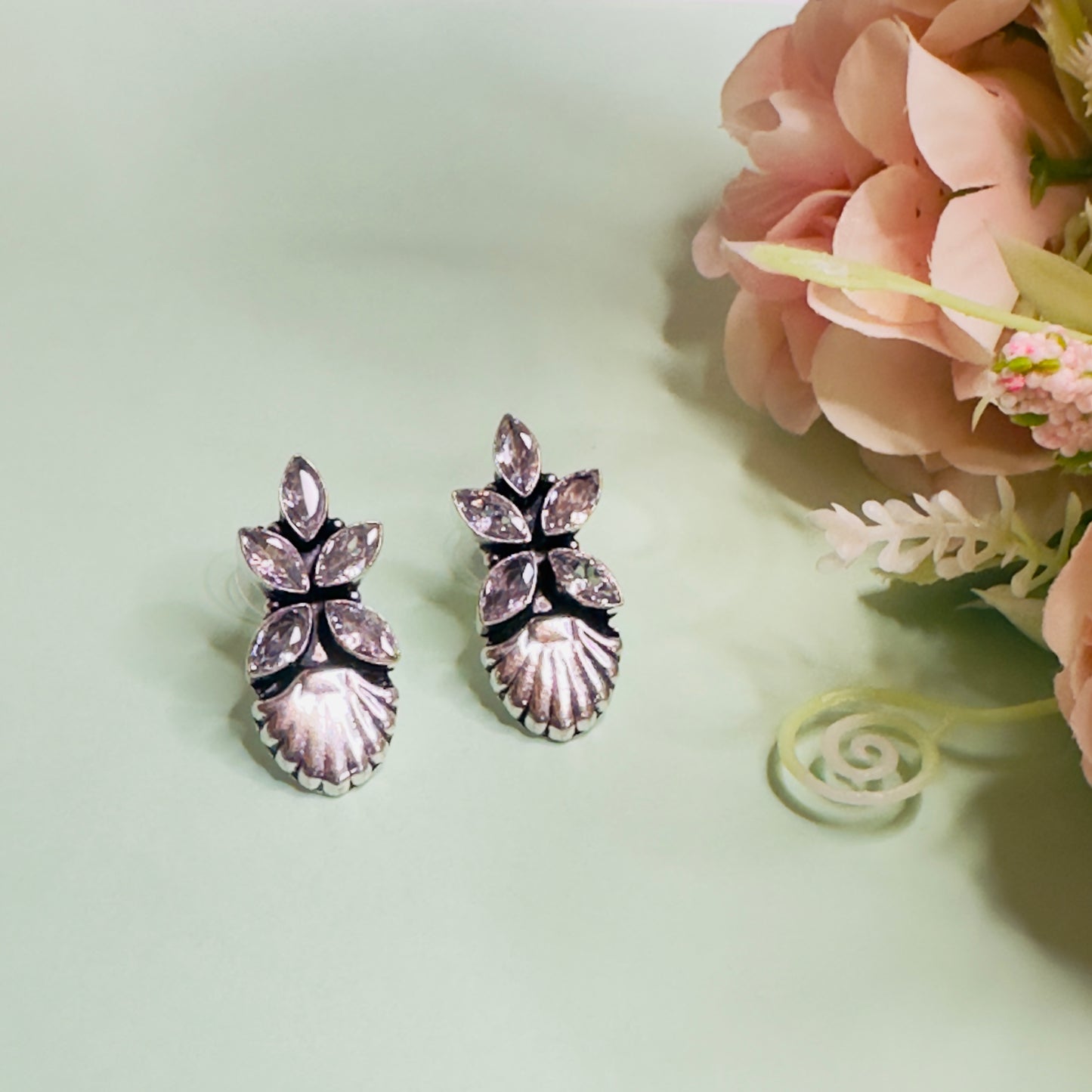 Floral Silver Replica Studs