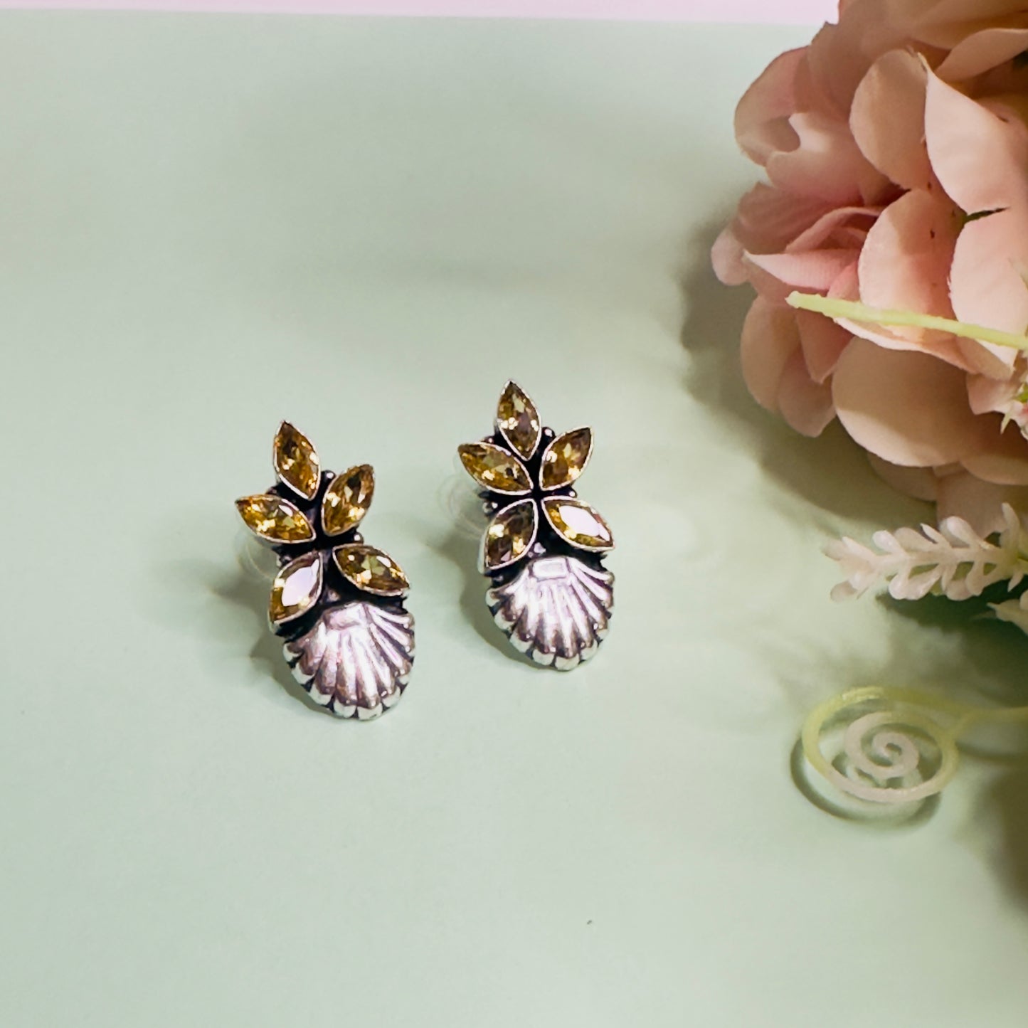 Floral Silver Replica Studs