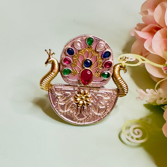 Dualtone Silver Replica Peacock Ring