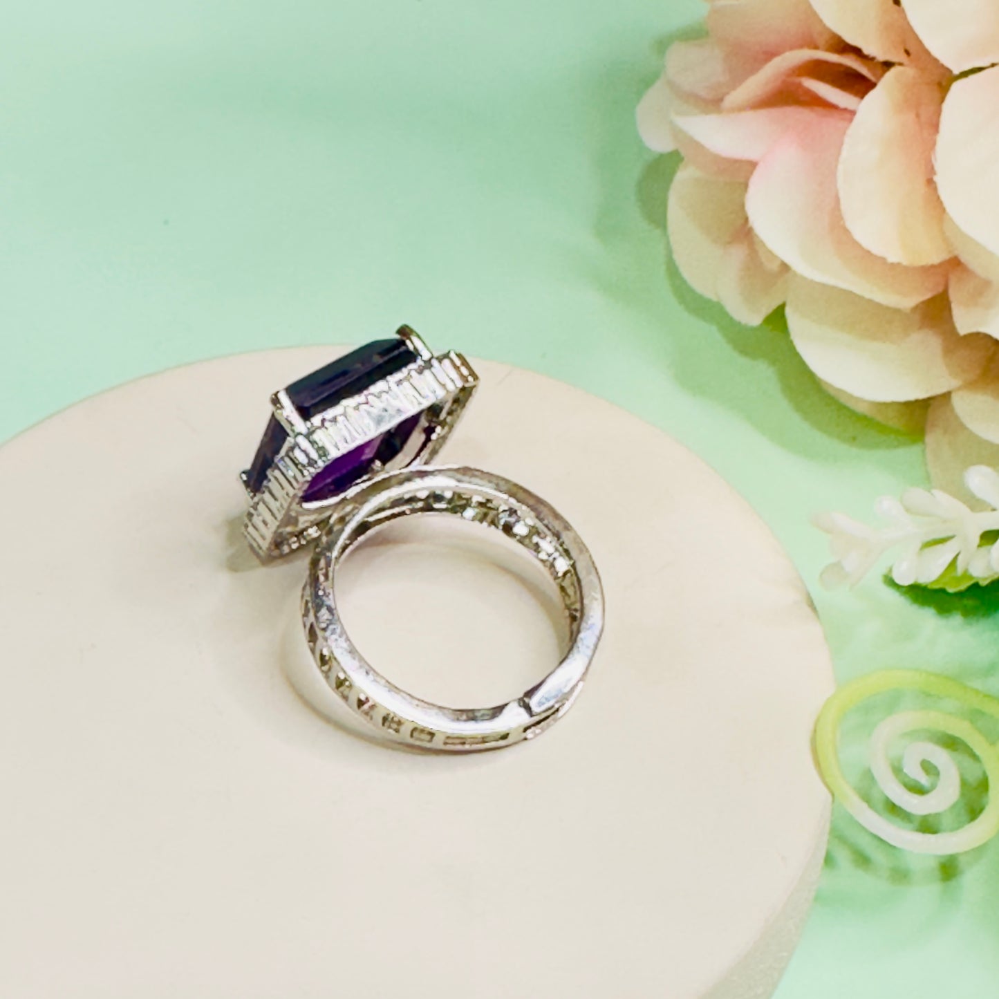 Doublet Stone CZ Silver Ring