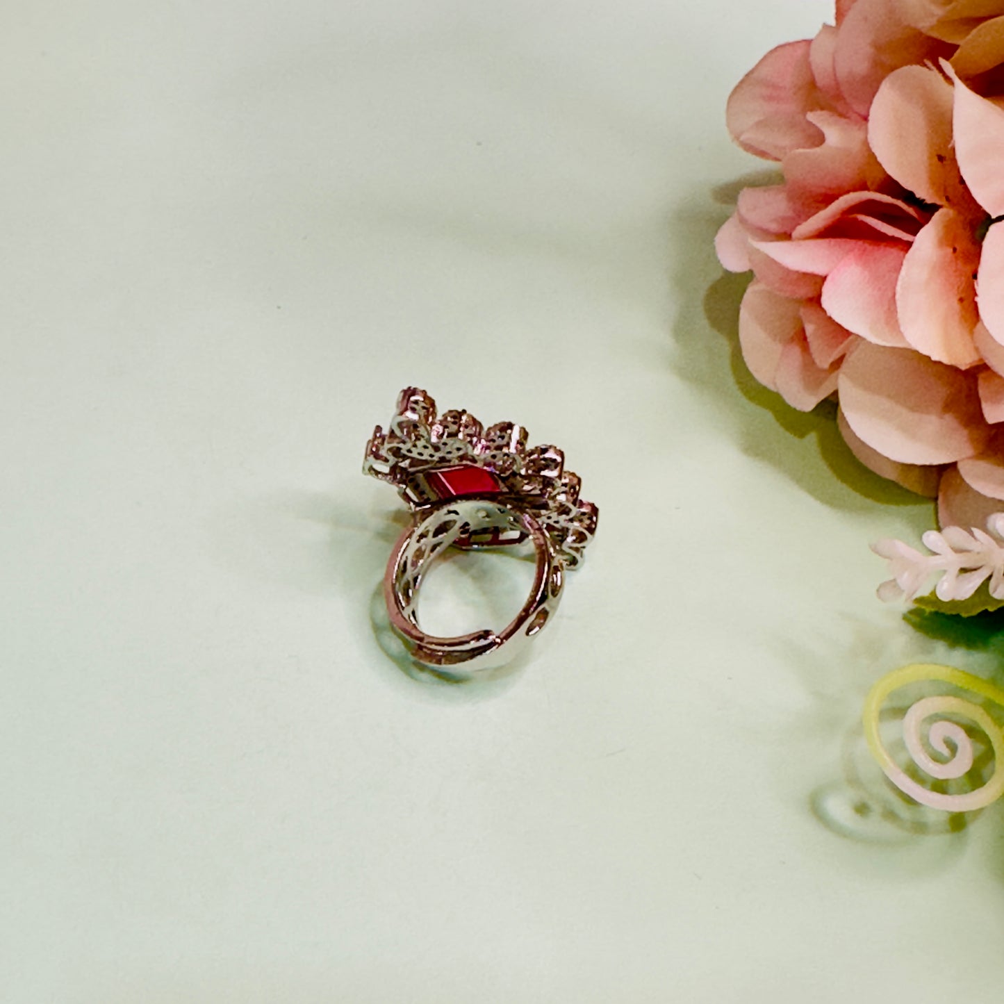 Half Flower CZ Ring