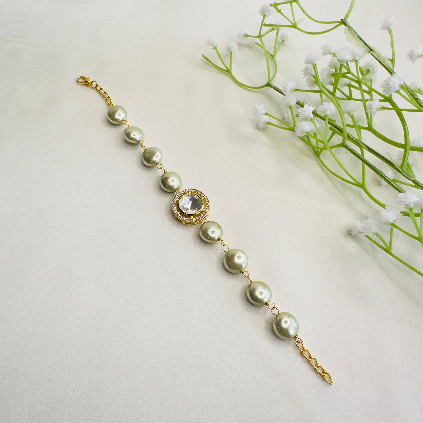 Pearl Mossanite Bracelet