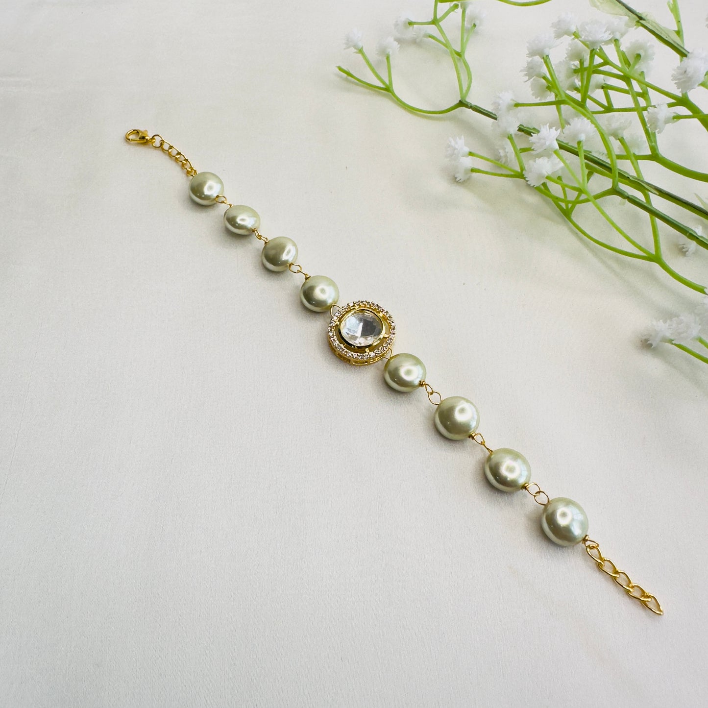 Pearl Mossanite Bracelet