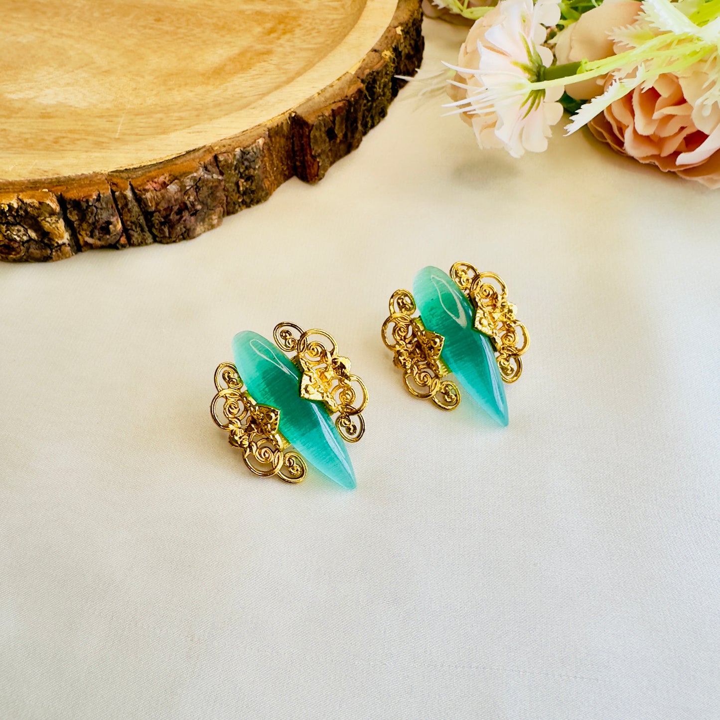 Golden Tone Stud Earrings