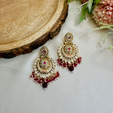Kundan Meena Ruby Earrings