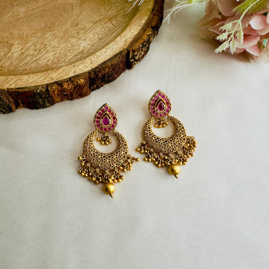 Temple Chandbali Earrings