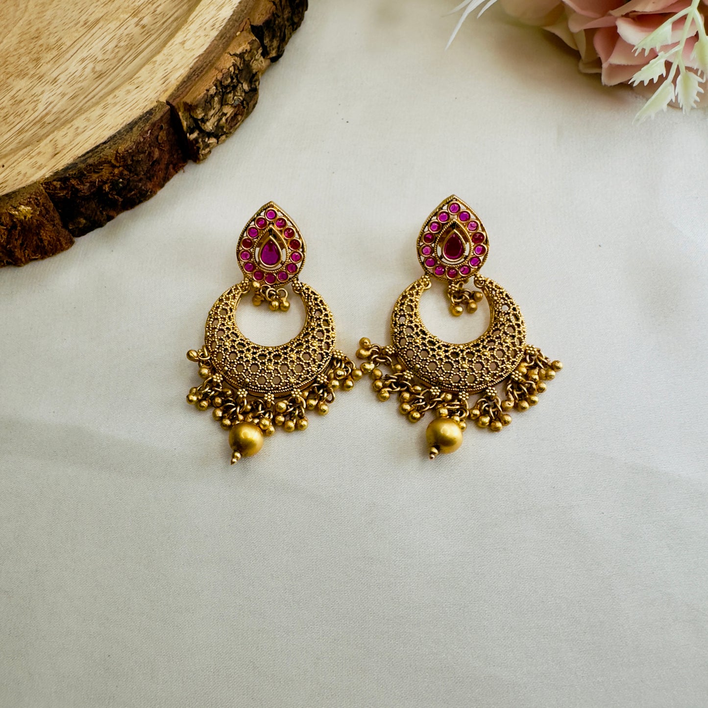 Temple Chandbali Earrings