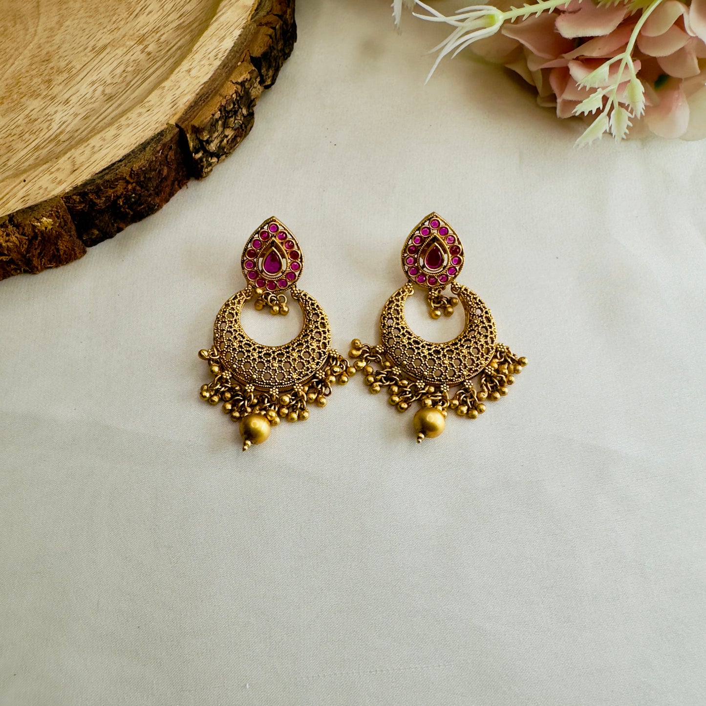 Temple Chandbali Earrings