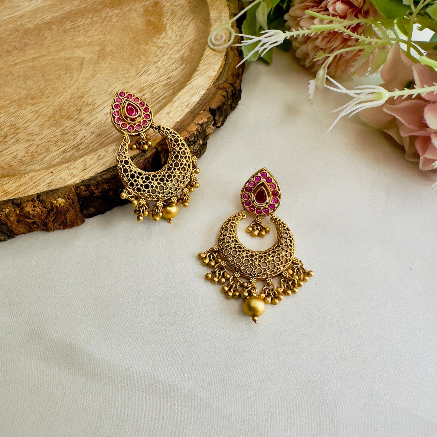 Temple Chandbali Earrings