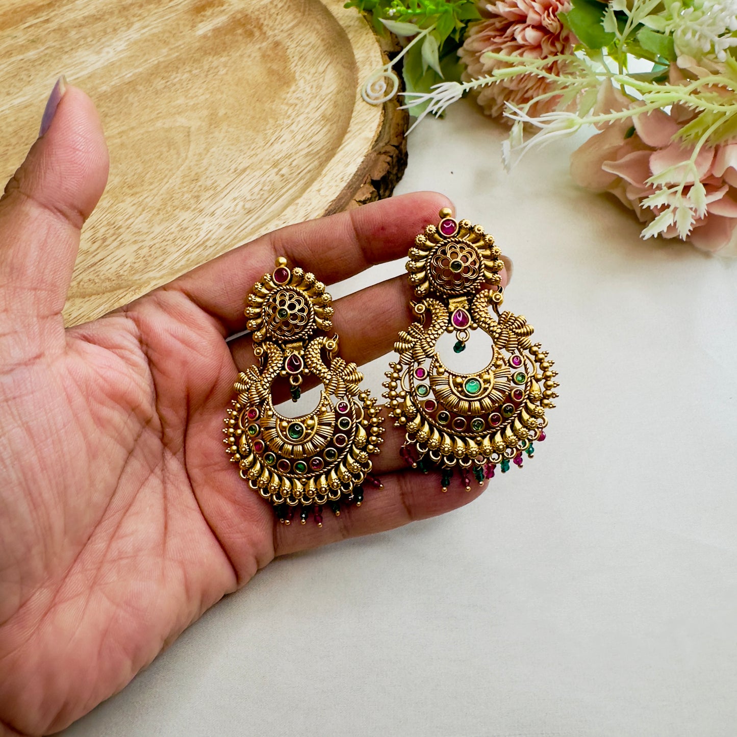 Chandbali Temple Earrings