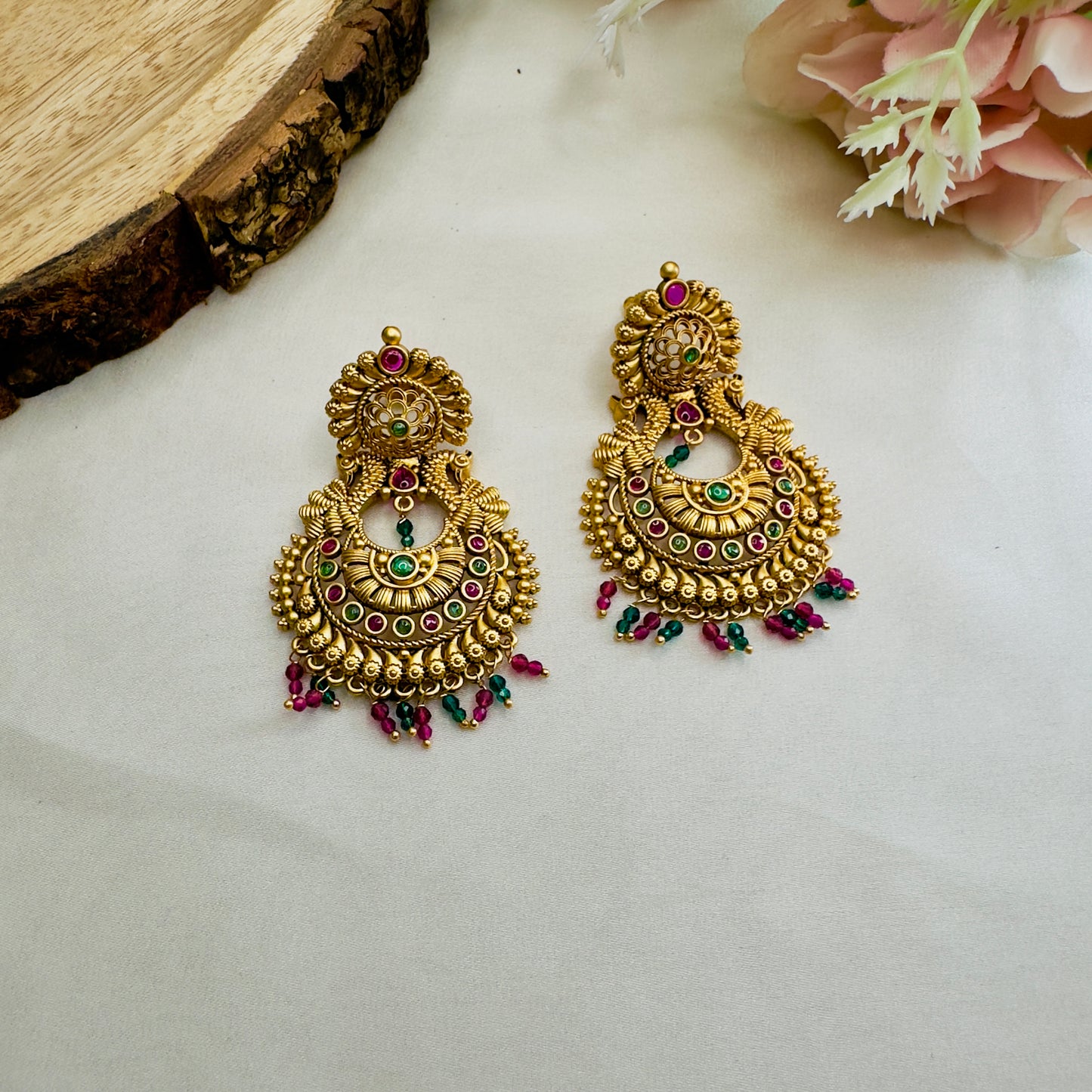 Chandbali Temple Earrings
