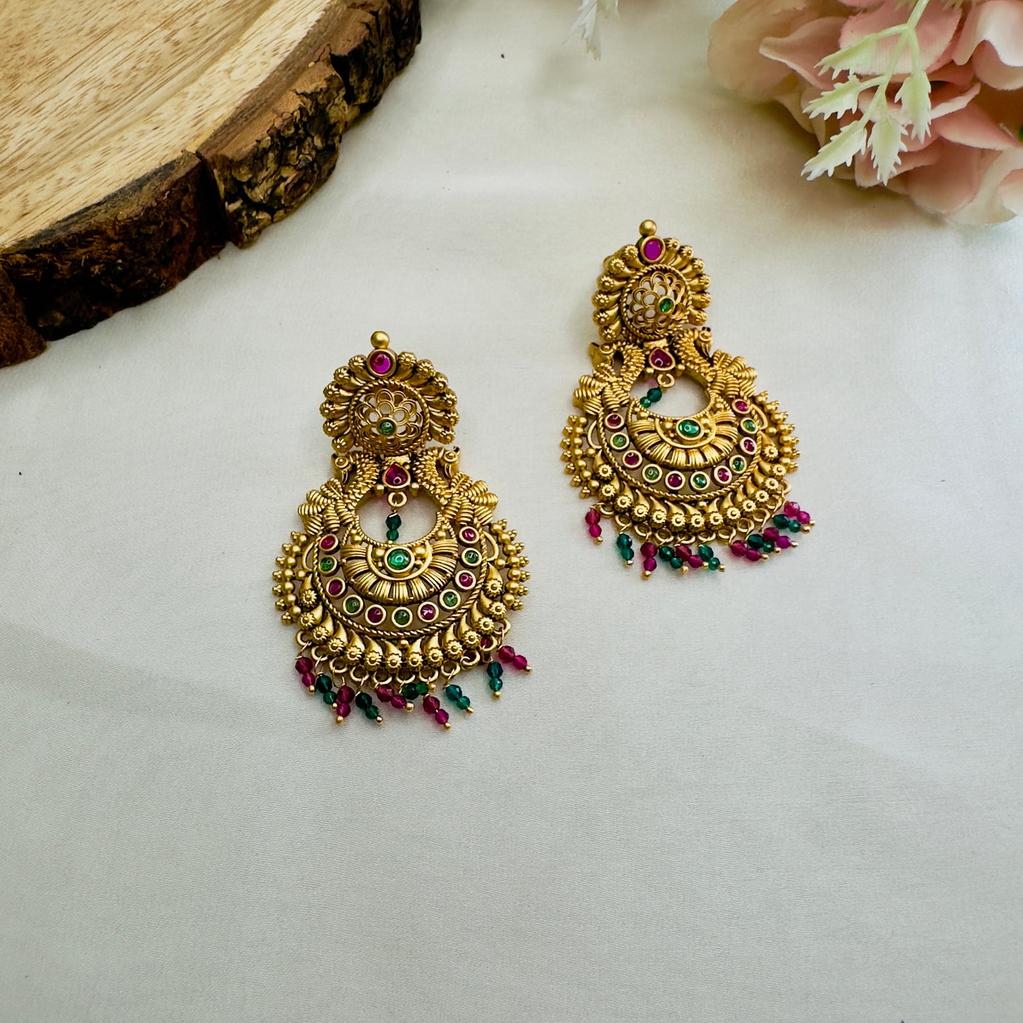 Chandbali Temple Earrings