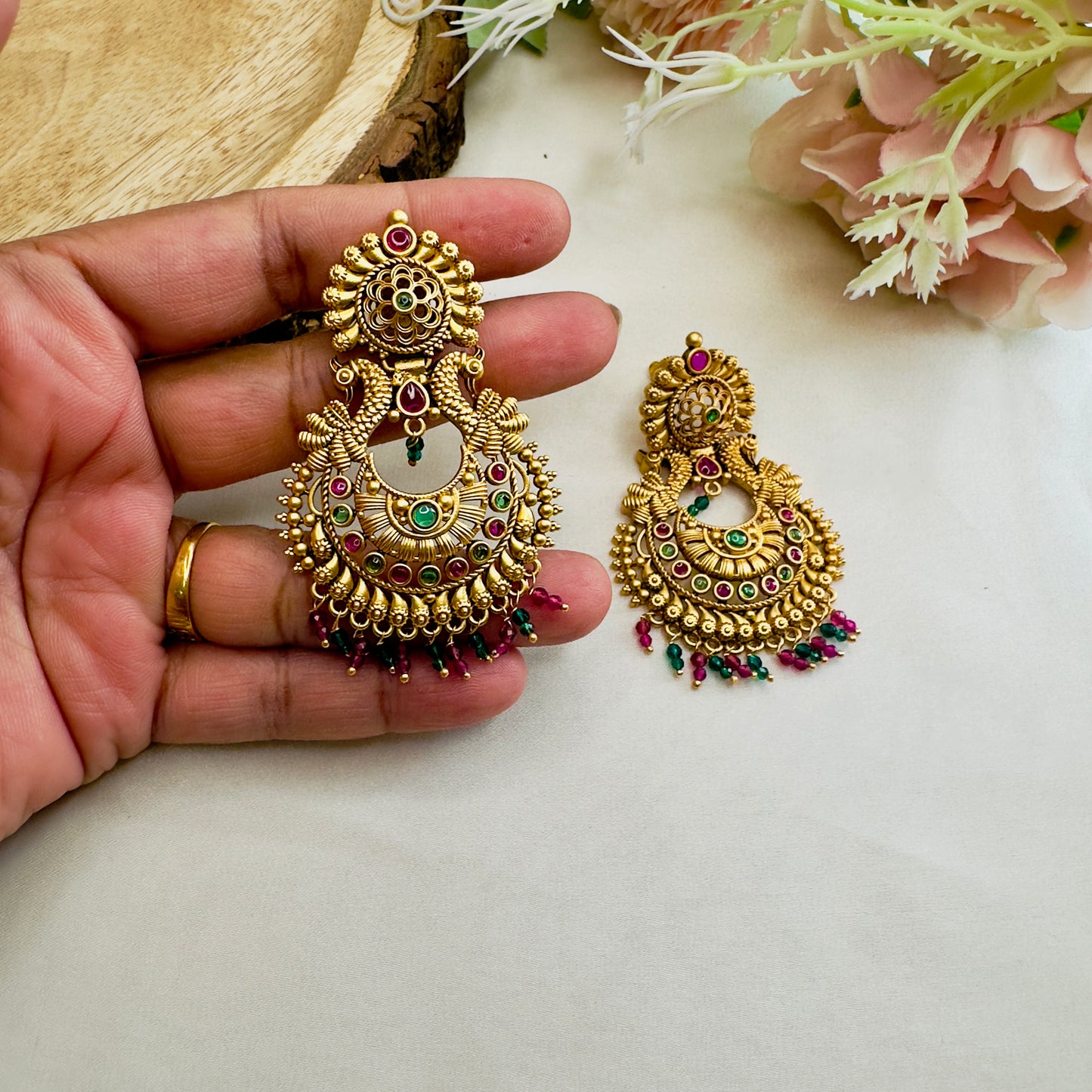 Chandbali Temple Earrings