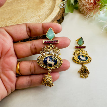 Navy Blue Deer Multicolor Earrings