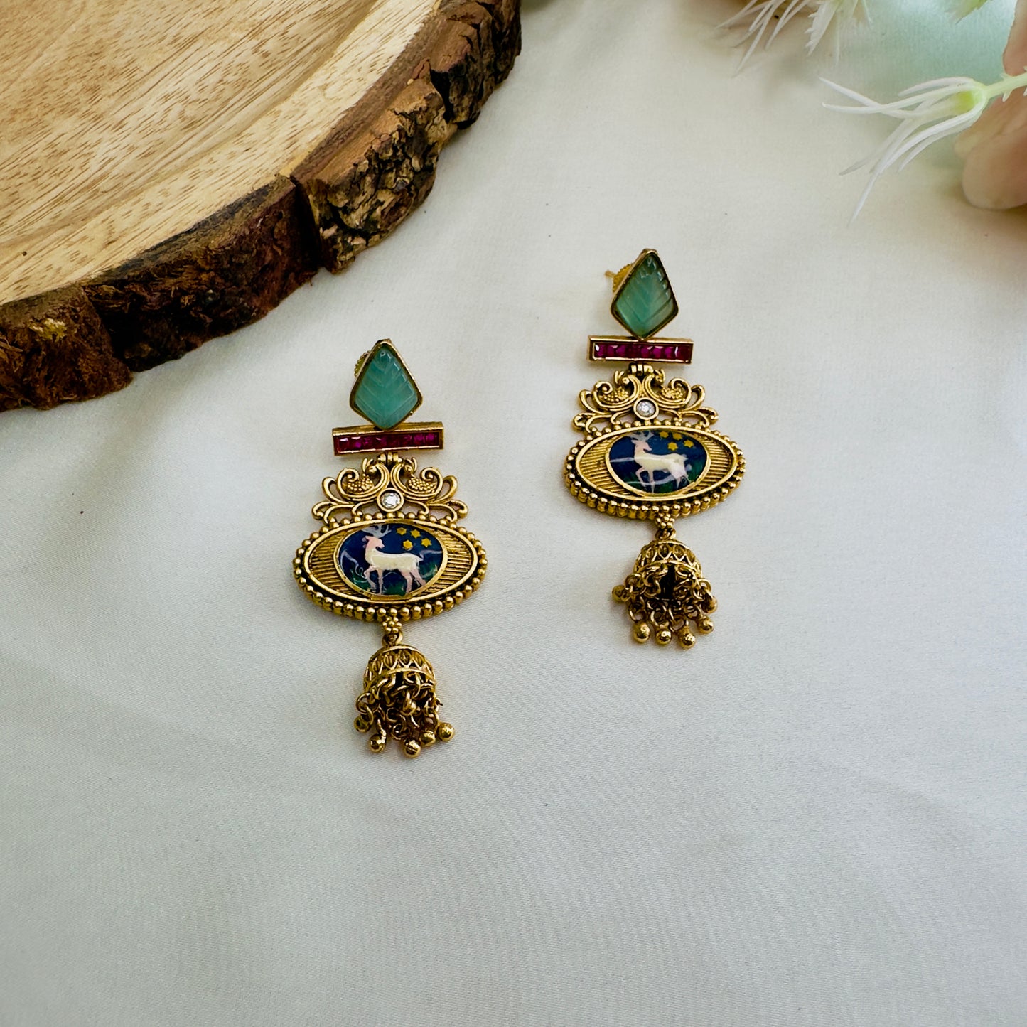 Navy Blue Deer Multicolor Earrings