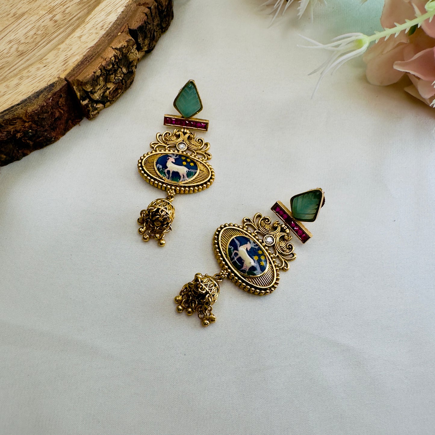 Navy Blue Deer Multicolor Earrings