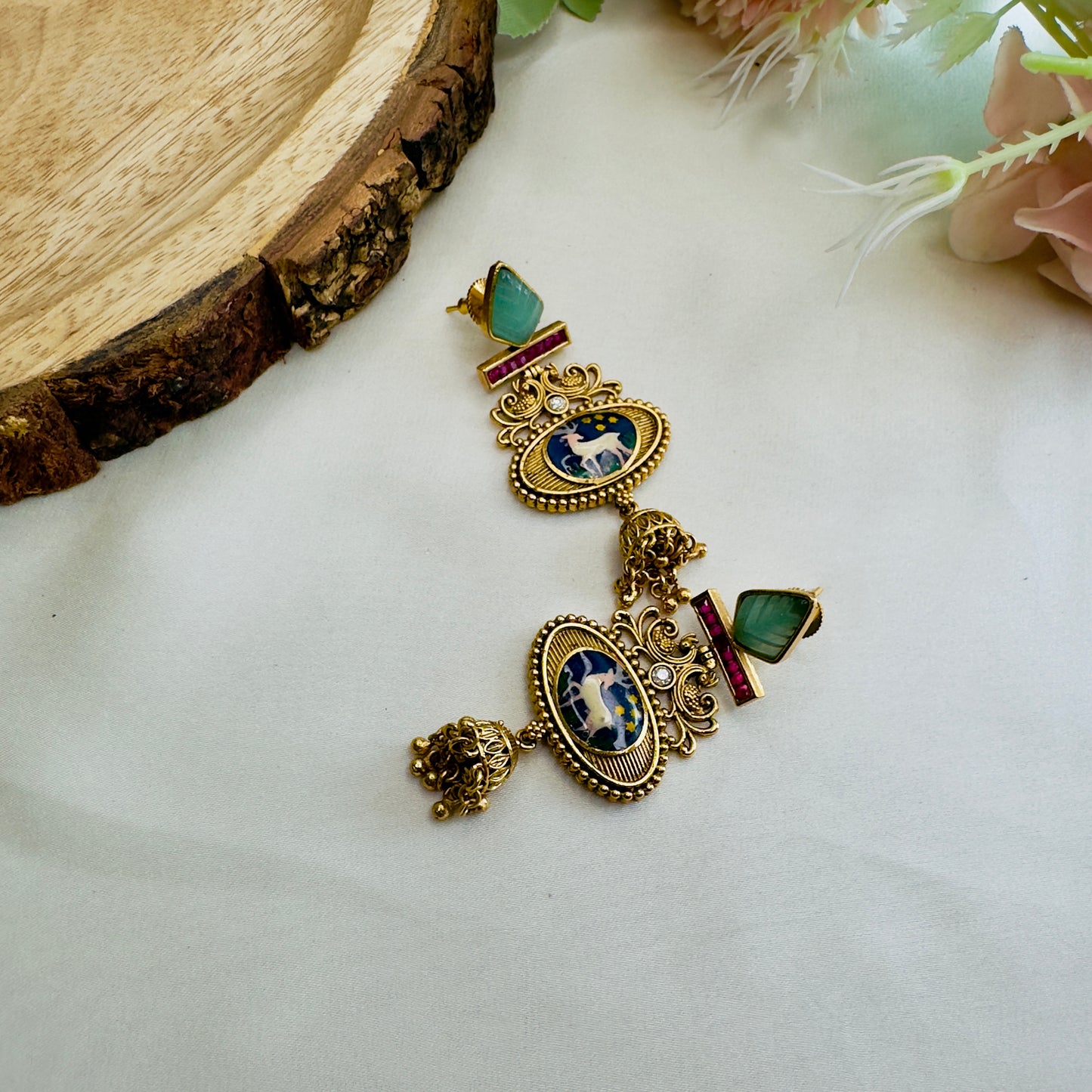 Navy Blue Deer Multicolor Earrings