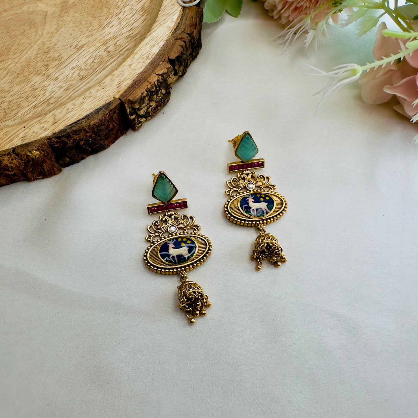 Navy Blue Deer Multicolor Earrings