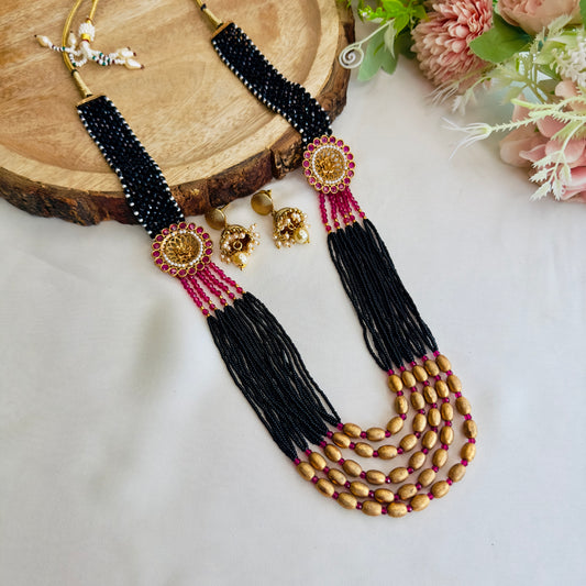 Multilayer Pink Black Necklace