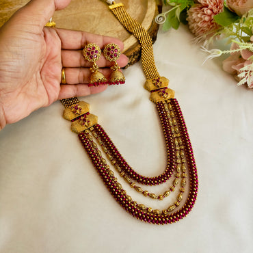 Four Layer Ruby Necklace Set