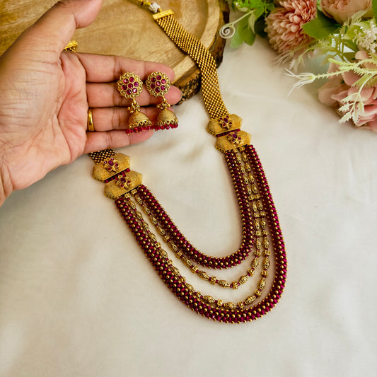 Four Layer Ruby Necklace Set