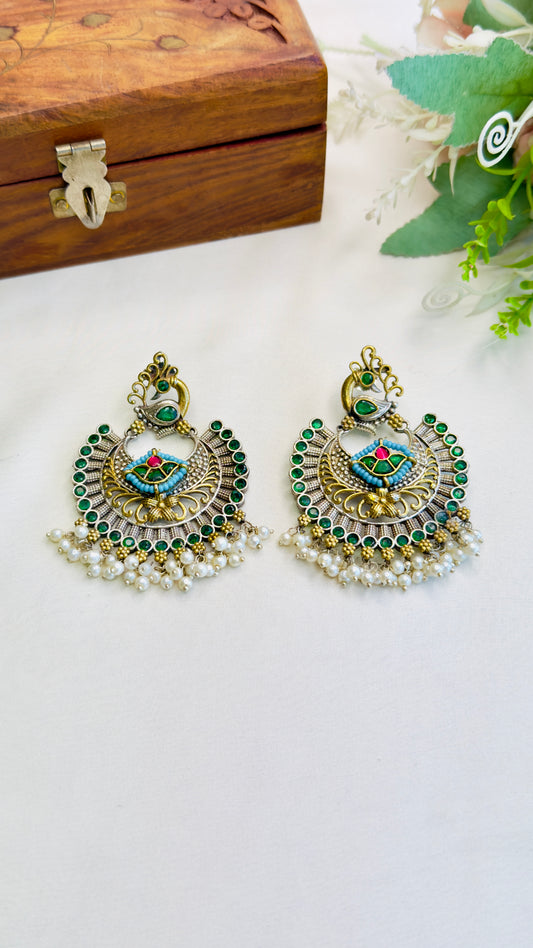 Silver Replica Chandbali earrings