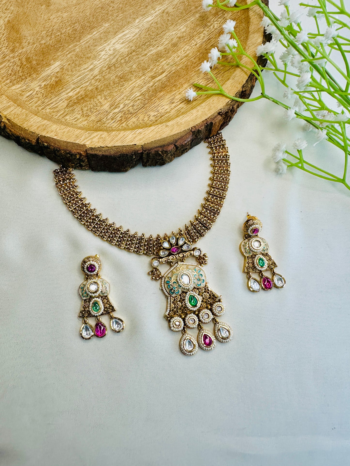 Meenakari Rajwadi Necklace Set