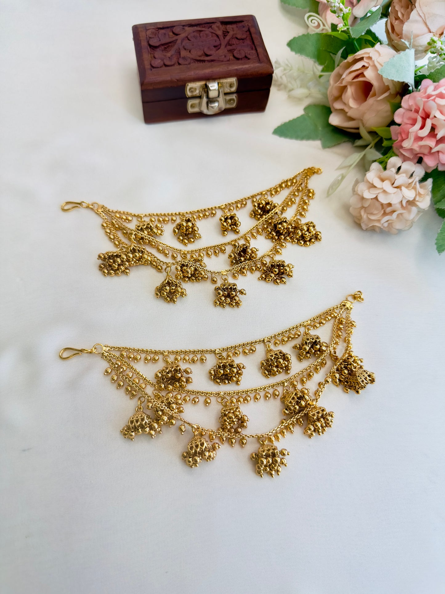 Golden Jhumki Ear Chain
