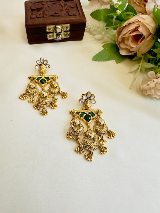Kundan work Green Danglers