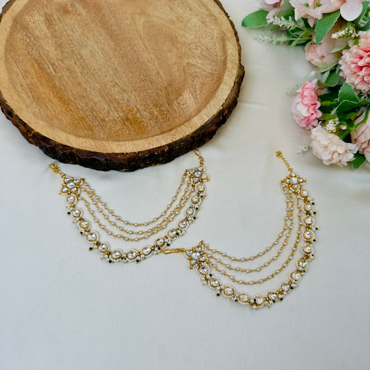 White pearl with Pachi Kundan Earchain