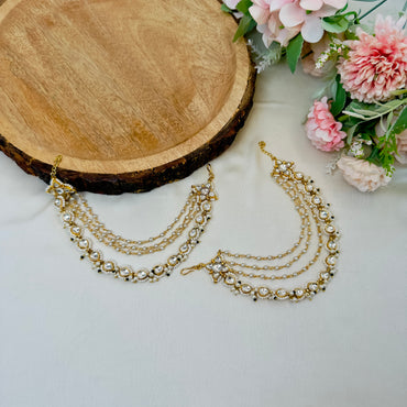 White pearl with Pachi Kundan Earchain