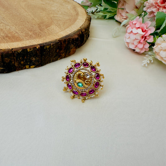 Peacock Multicolor Rajwadi Ring