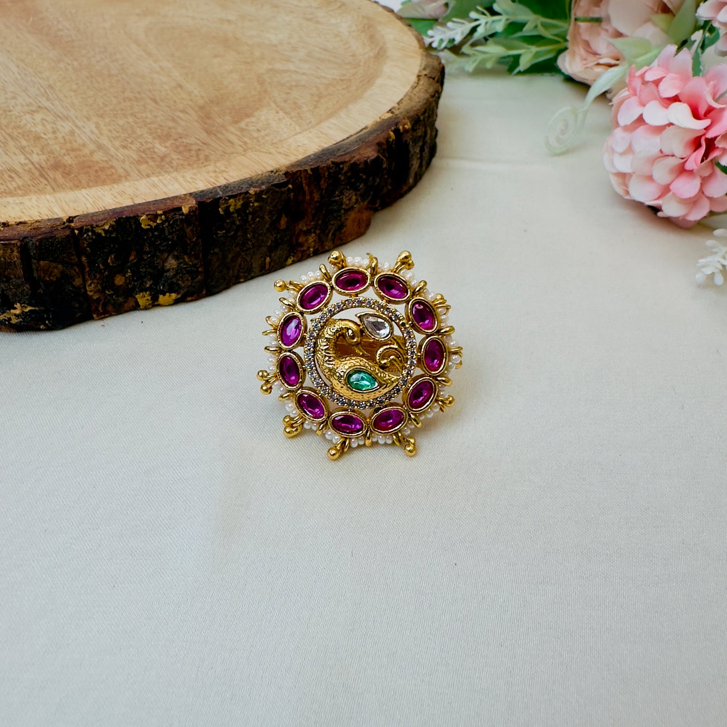 Peacock Multicolor Rajwadi Ring