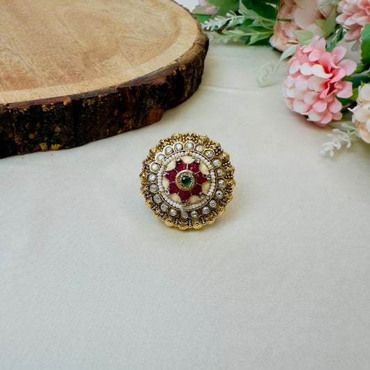 Ruby Green Rajwadi Ring